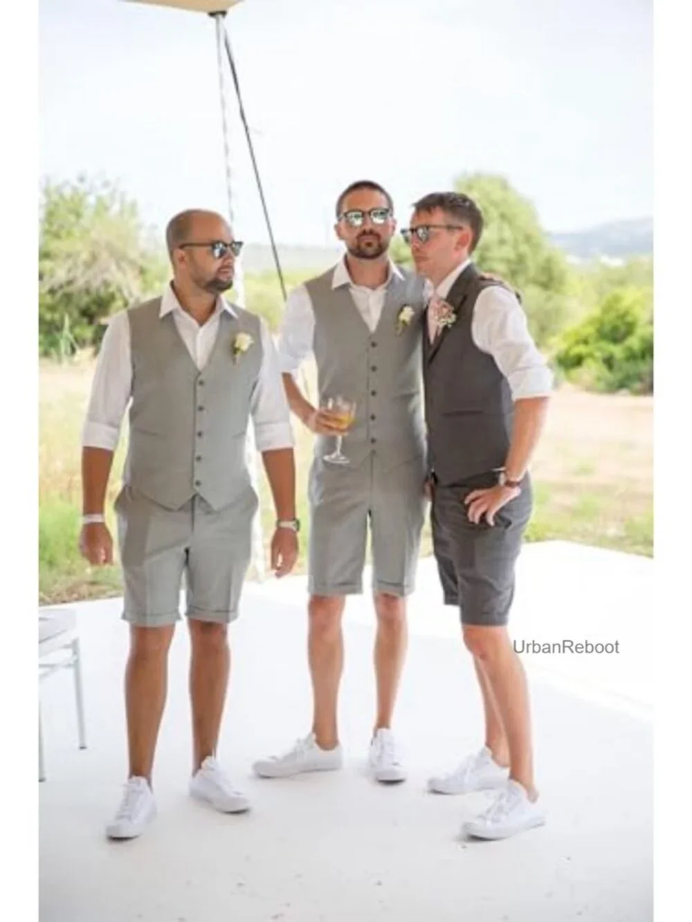 Men's 2 Piece Linen Suit Shorts Set Casual Summer Wedding